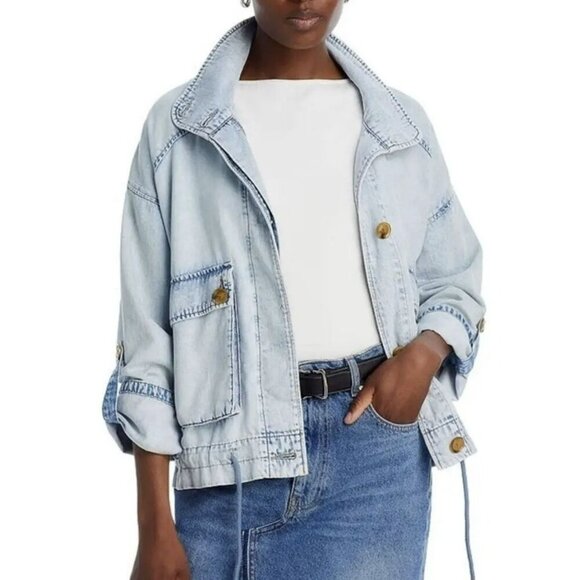 Blank NYC Oversized Denim Chambray Shirt Jacket  Size Small - Picture 2 of 8